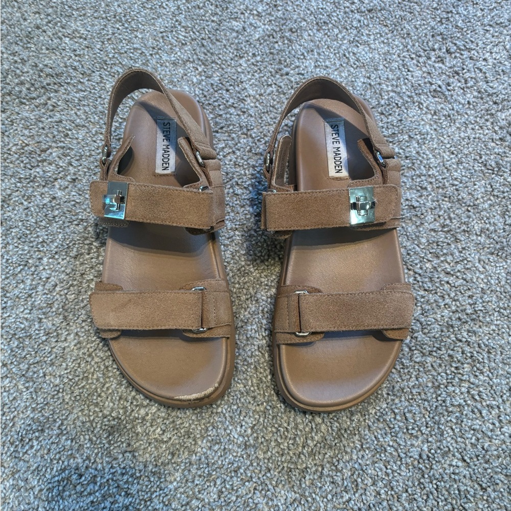 Steve Madden Mona Taupe Suede Sandals Size 9